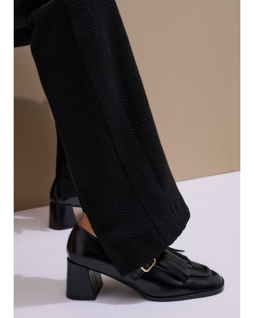 ME+EM Black Textured Slim-Leg Trouser