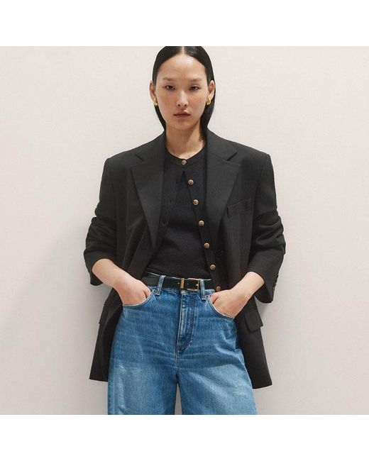 ME+EM Blue Distressed Ultimate Wide-Leg Jean Authentic