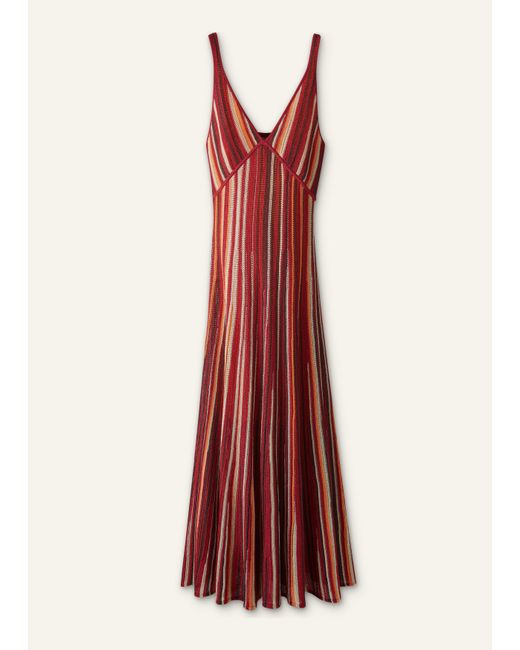 ME+EM Metallic Textured Stripe Knit Maxi Dress Pomegranate
