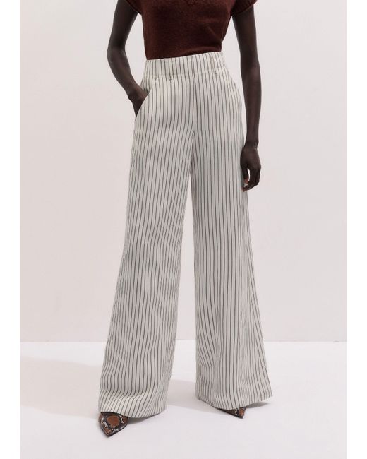 ME+EM Gray High Waist Wide-Leg Trouser Ivory-Cinnamon