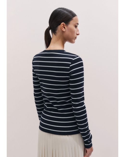 ME+EM Blue Ultimate Rib Long Sleeve Top