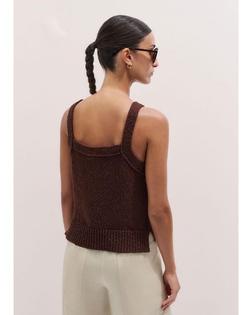 ME+EM Brown Bouclé Knit Top