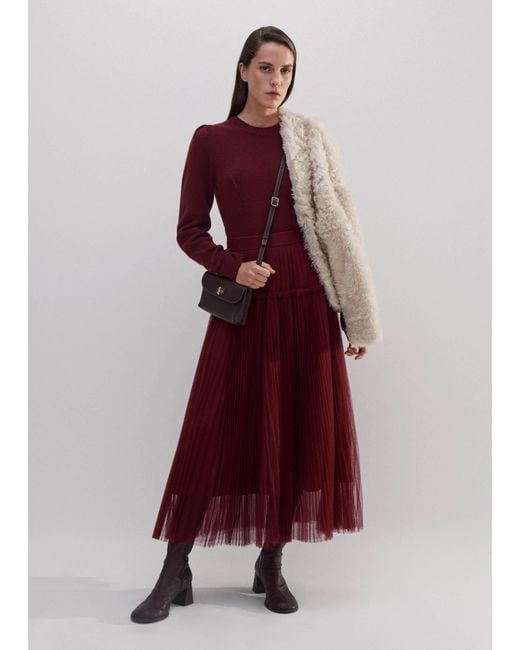 ME+EM Double-Layered Pleated Tulle Maxi Skirt