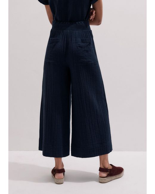 ME+EM Blue Wide-Leg Crop Pant