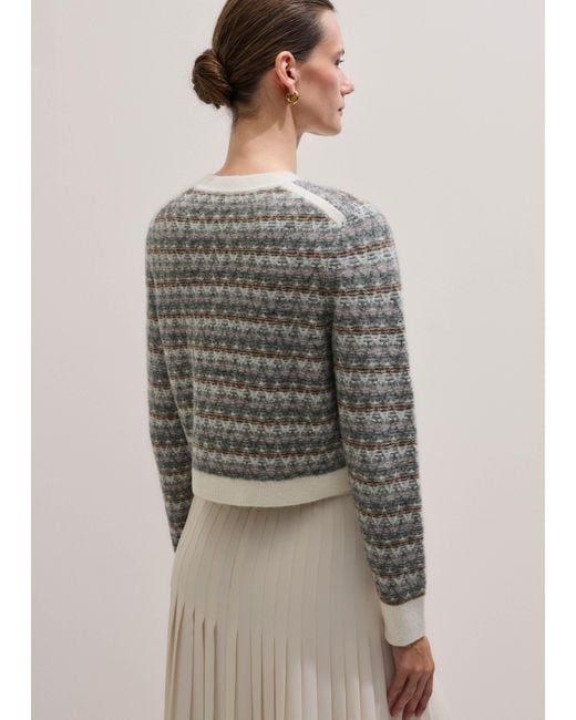 ME+EM Gray Jacquard Knit Crop Cardigan