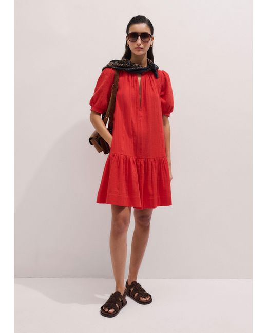 ME+EM Embroidered Cheesecloth Short Dress
