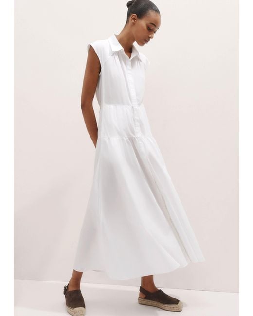 ME+EM Blue Cotton Poplin Maxi Shirt Dress + Belt