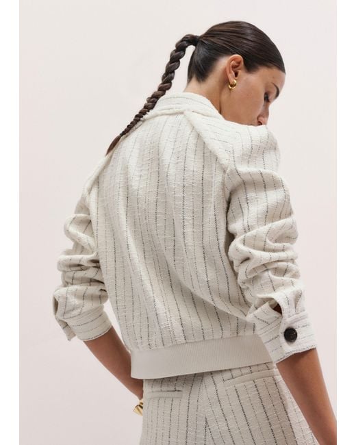 ME+EM Natural Textured Stripe Bomber Jacket