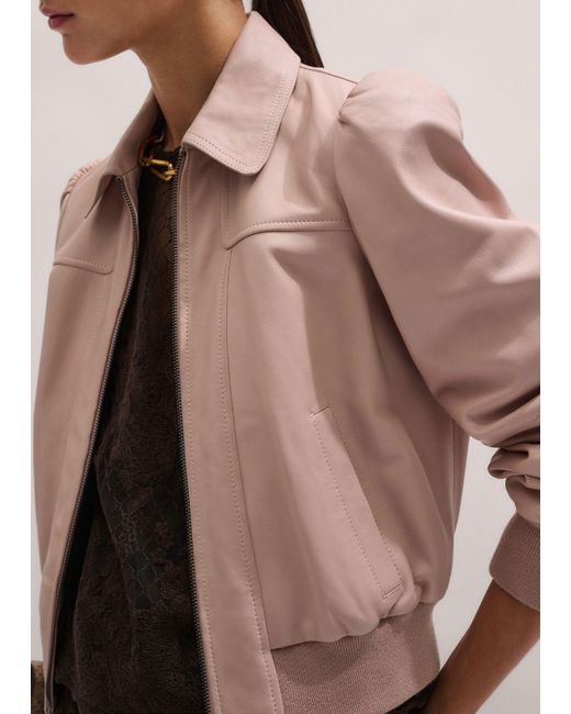 ME+EM Brown Luxe Feminine Bomber Jacket