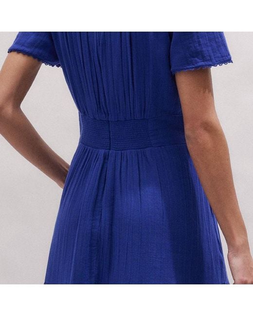 ME+EM Blue Fit & Flare Twist Detail Cheesecloth Maxi Dress