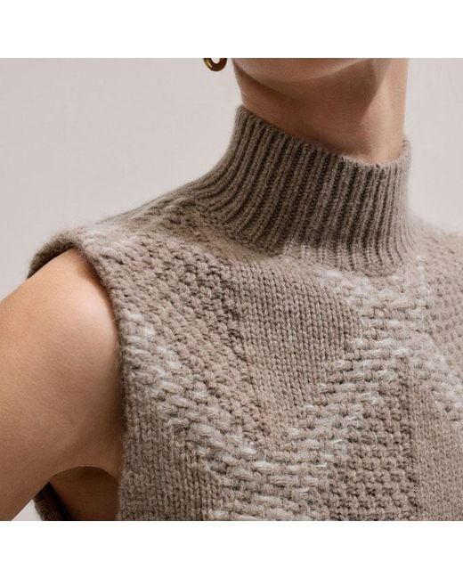 ME+EM Natural Statement Textured Argyle Vest