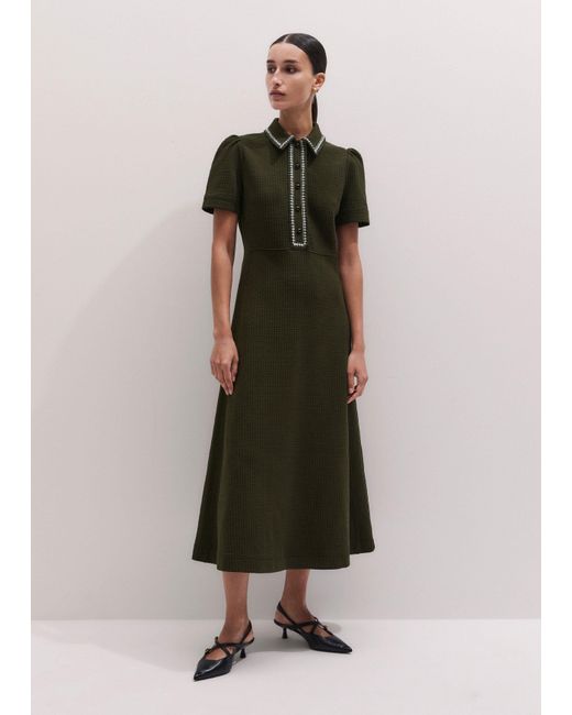 ME+EM Multicolor Texture Fit And Flare Midi Dress