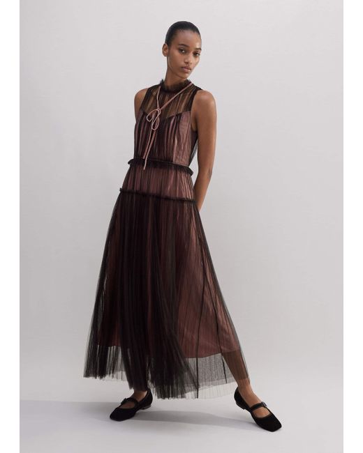 ME+EM Multicolor Sheer Tulle Maxi Dress With Tie