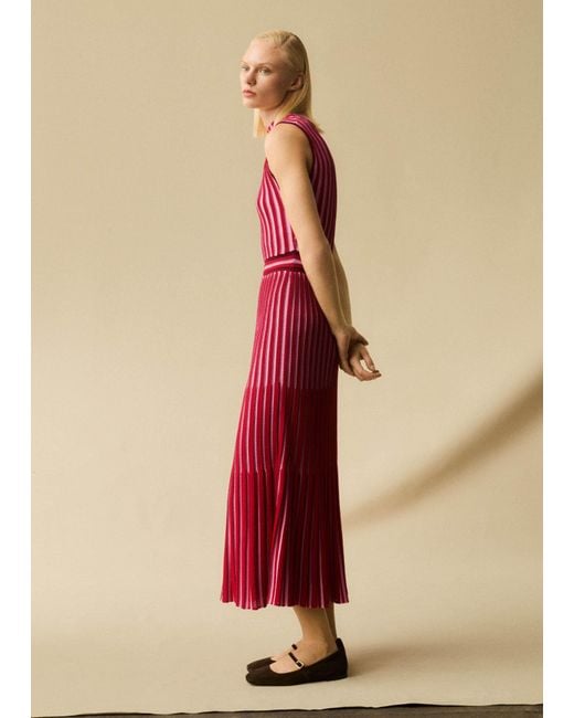 ME+EM Textured Stripe Knit Midi Dress