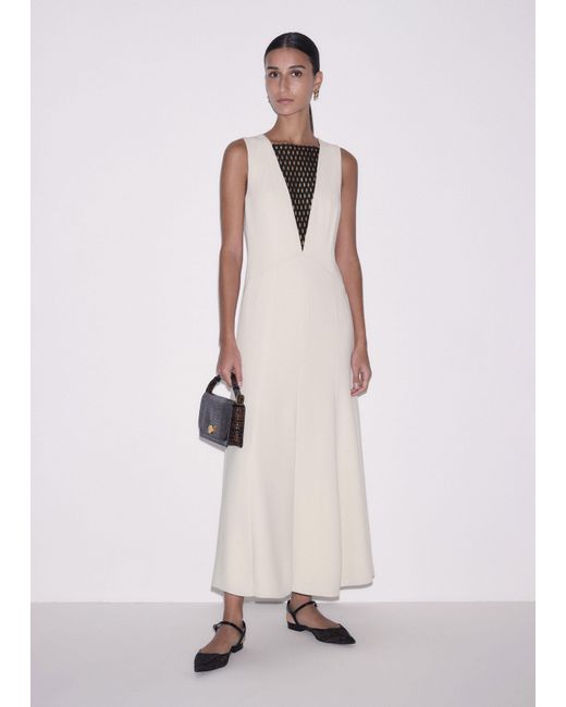 me and em cream dress ME+EM Satin Lace Detail Maxi Dress