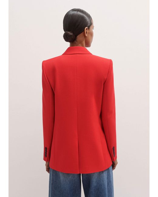 ME+EM Red Pop Color Sharp Shoulder Straight Blazer