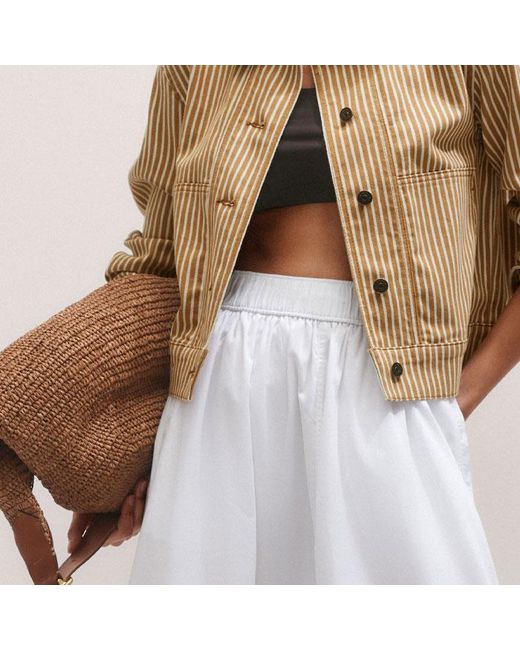 ME+EM Brown Cotton Denim Stripe Jacket