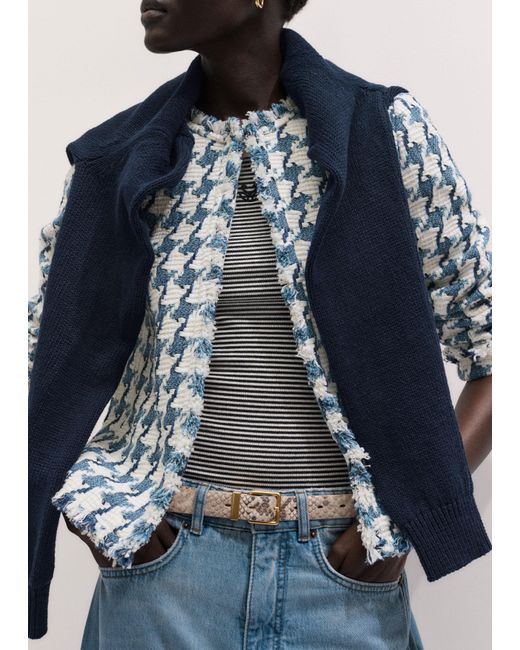 ME+EM Blue Statement Houndstooth Short Jacket-Soft