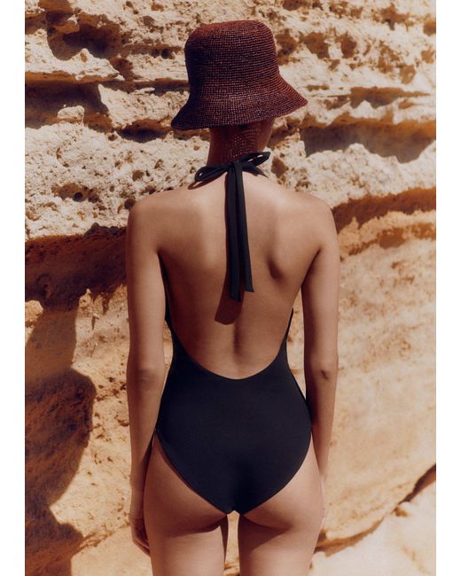 ME+EM Brown Adjustable Halterneck Swimsuit