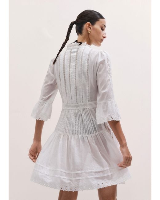 ME+EM White Cotton Voile Lace Trim Short Dress + Slip
