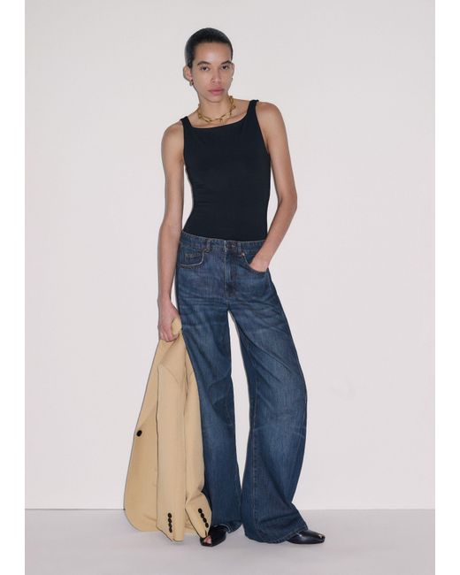 ME+EM Blue Exaggerated Tapered Jean Authentic Dark Wash
