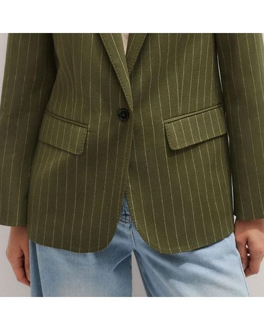 ME+EM Gray Pinstripe Sharp Shoulder Blazer