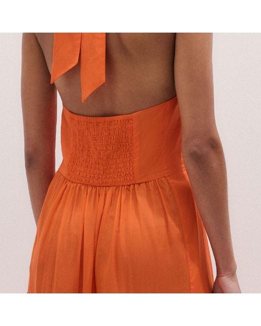 ME+EM Orange Cotton Voile Tiered Maxi Dress
