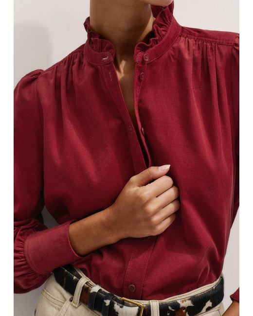 ME+EM Red Super Soft Micro Cord Blouse