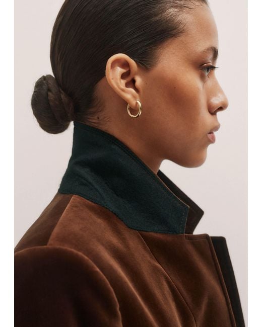 ME+EM Brown Velvet Sharp Shoulder Blazer