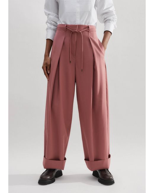 ME+EM Pink Tailored Wide Tapered Trouser + Belt