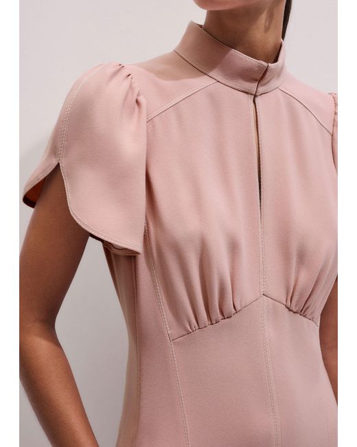 ME+EM Pink Contrast Stitch Midi Dress