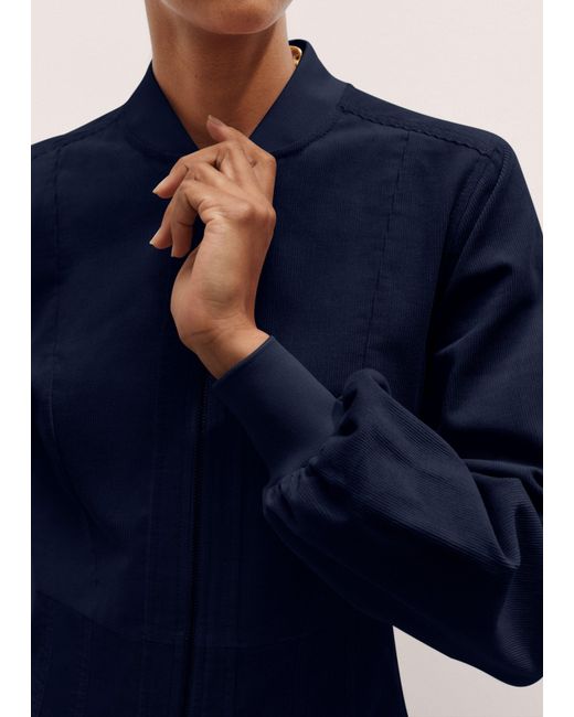 ME+EM Blue Cotton Cord Pleated Midi Dress