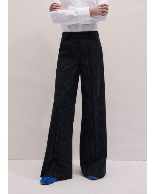 ME+EM Black Pinstripe Wide Leg Trouser