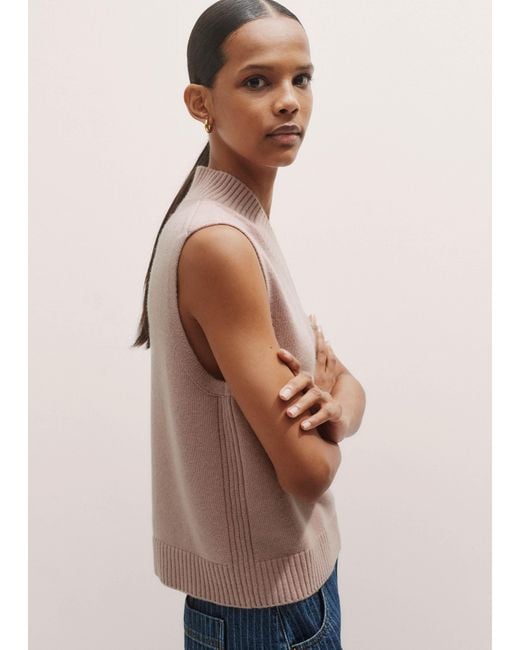 ME+EM Multicolor Merino Cashmere High V-Neck Knit Vest