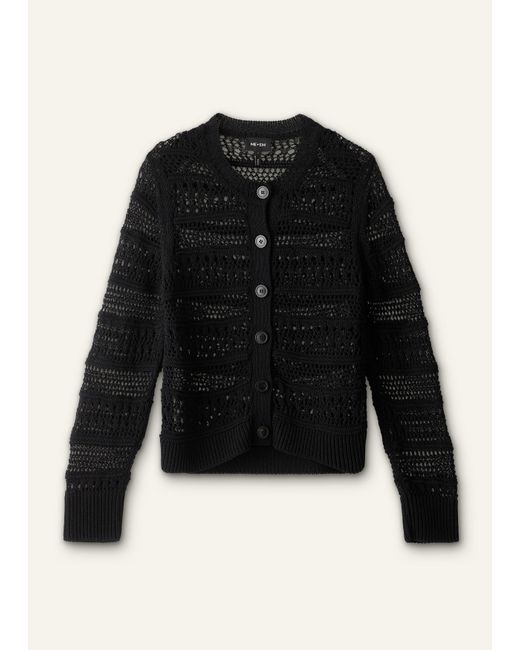 ME+EM Black Linear Knit Straight Cardigan