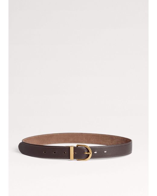 ME+EM Multicolor Round Buckle Reversible Belt Hazelnut Dark Chocolate
