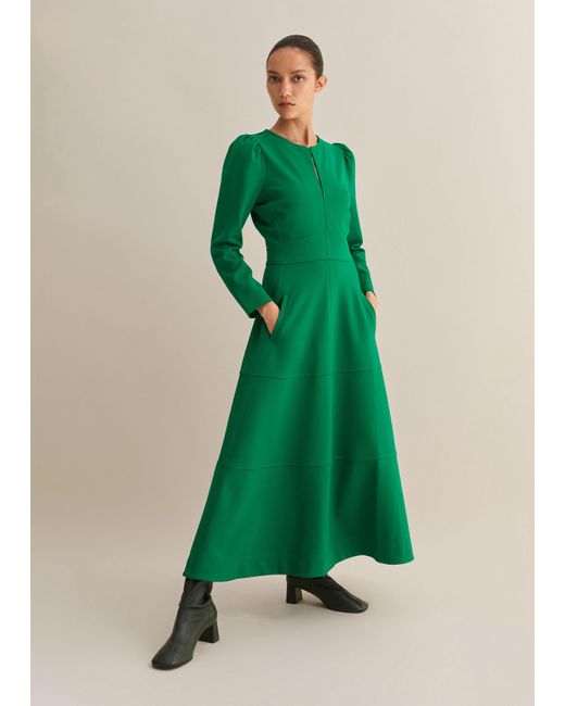 ME+EM Green Travel Tailoring Fit And Flare Maxi Dress