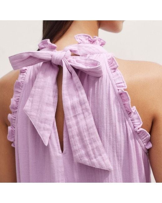 ME+EM Pink Cheesecloth Frill Full-Length Dress Sherbet