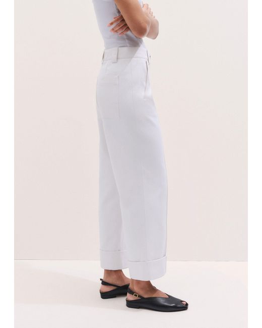 ME+EM Natural Straight Crop Trouser With Turn Up