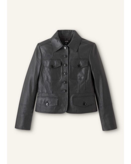 ME+EM Black Washed Leather Fitted Utility Jacket