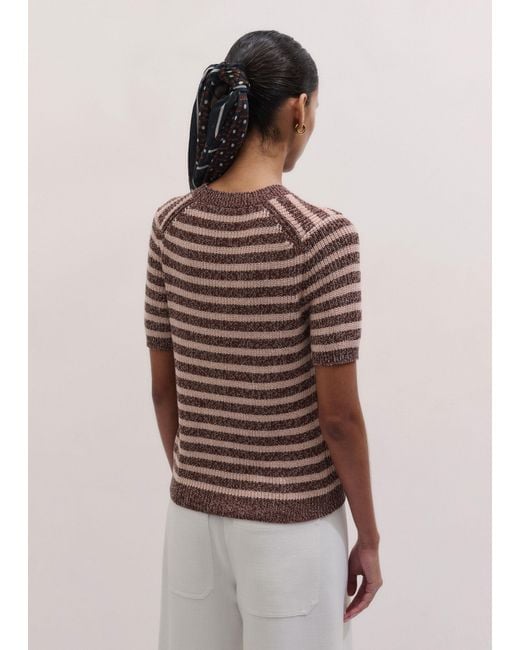 ME+EM Multicolor Mouliné Stripe Straight Knit Tee Cinnamon Multi