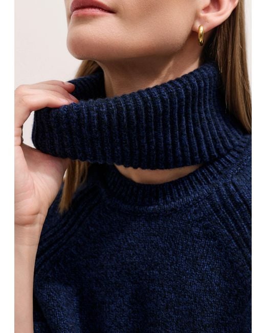 ME+EM Blue Merino Cashmere Mouliné Jumper + Snood/ Mouliné