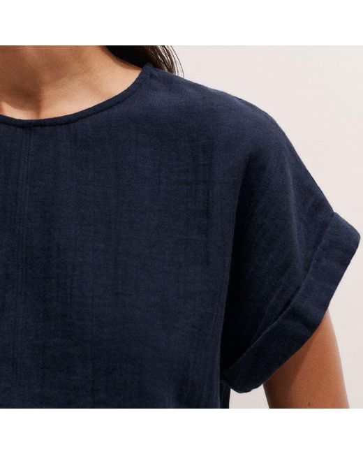ME+EM Blue Cheesecloth T-Shirt