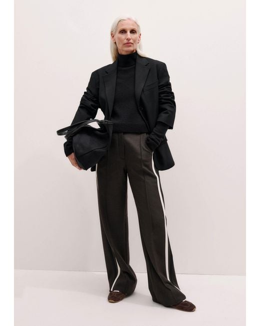 ME+EM Black Cashmere High Neck Crop Jumper