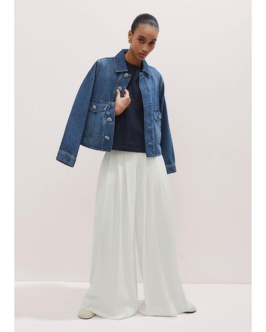 ME+EM Blue Cap Sleeve Crew Neck Swing Tee