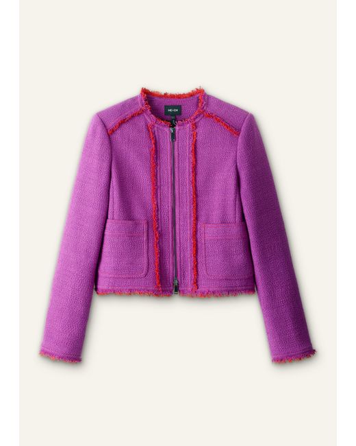 ME+EM Purple Fringe Detail Straight Fit Jacket