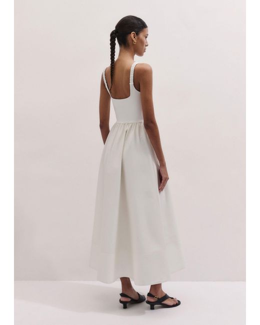 ME+EM Natural Boat Neck Fit And Flare Maxi Dress + Tie