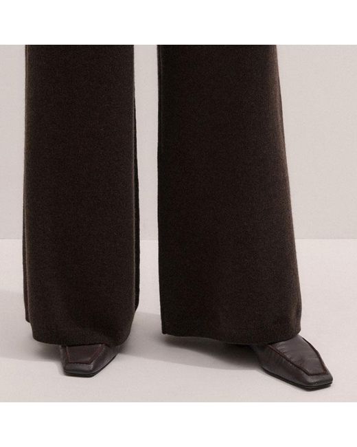 ME+EM Multicolor Cashmere Wide Leg Knit Trousers Warm Chocolate Melange