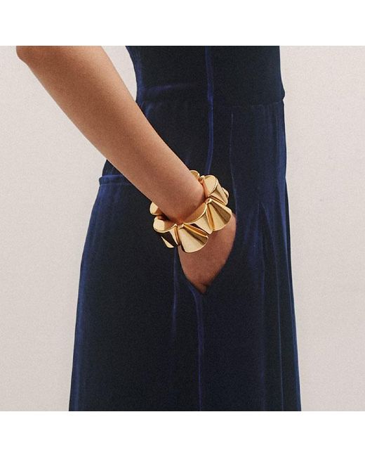 ME+EM Blue Silk Blend Velvet Dropped Neckline Jumpsuit