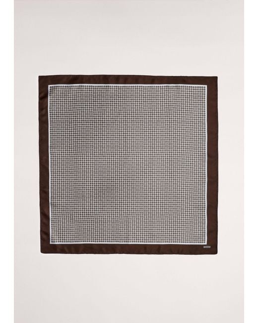ME+EM Blue Reversible Geometric Print Scarf Chambray-Dark Cocoa